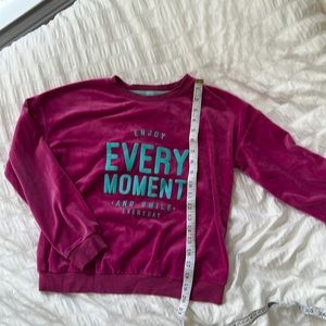 Girls pink velvet crewneck